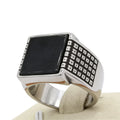 Wholesale Men Square Gem Stainless Steel Ring Personalized Luxury Black Crystal Gift Ring