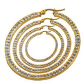 Waterproof Titanium Stainless Steel 18k Gold Plated Big Circle Hoop Diamond Zircon Beads Bezel Paving Loops Earring Jewelry