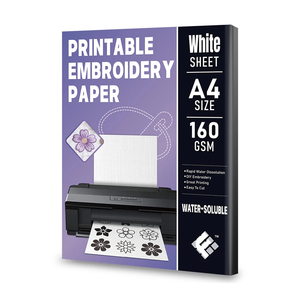 Inkjet Printable Water-Soluble Transfer Paper for Embroidery Positioning DIY Stitch Guide Label