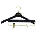 YT Hanger Factory Black Plastic Material Top Velvet Hanger Pant Skirt Hanger With Clips