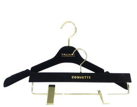 YT Hanger Factory Black Plastic Material Top Velvet Hanger Pant Skirt Hanger With Clips