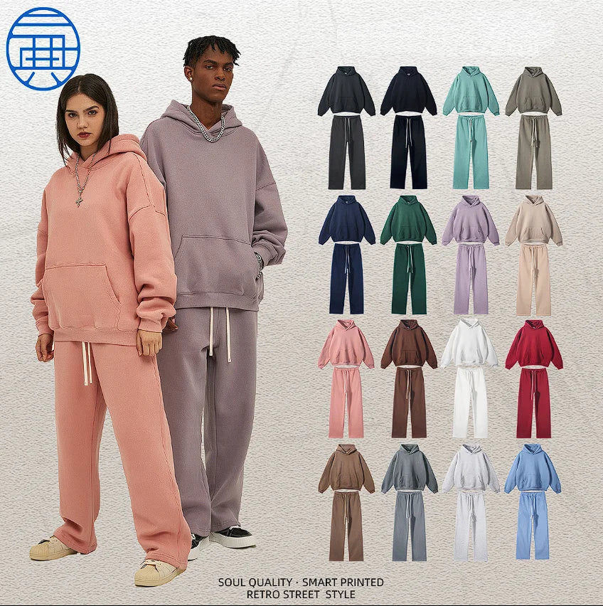 Custom High Quality Jogger Tracksuit Men Heavyweight Street Style Hip Hop Oversized Sweatpants and Hoodie Set Hoodies Men