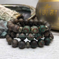 WMB31452 Matte Bronzite Dzi Agate Pyrite African Turquoise Natural Gemstone Wrist Mala Spiritual Healing Prayer Bracelet