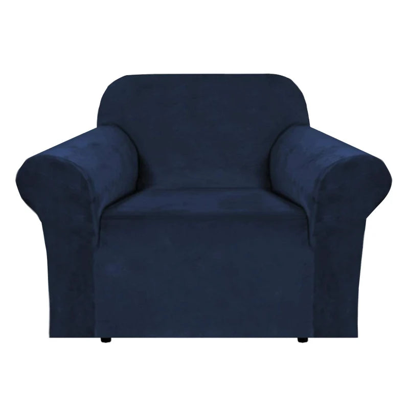 Rich Velour Stretch Velvet Sofa Covers for 1 Cushion Couch Covers Sofa Slipcovers with Non Slip Straps to Protect the Furniture