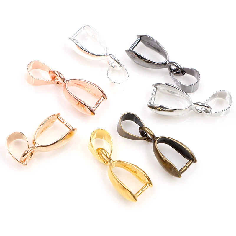 50pcs/lot 5x14mm 6x17mm 8x20mm 7 Colors Plated Pendants Clasps Clips Bails Connectors Copper Charm Bail Beads Jewelry Findings