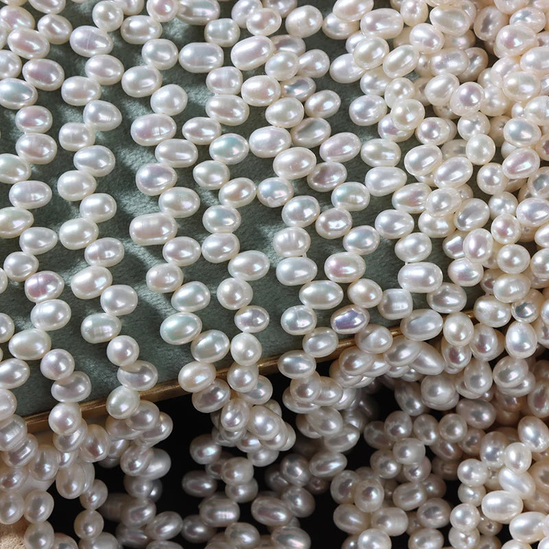 Wholesale Loose White Freshwater Pearl Beads 5mm Thread Rice Beads Real Rice Pearl Beaded Jewelry Natural Jewelry
