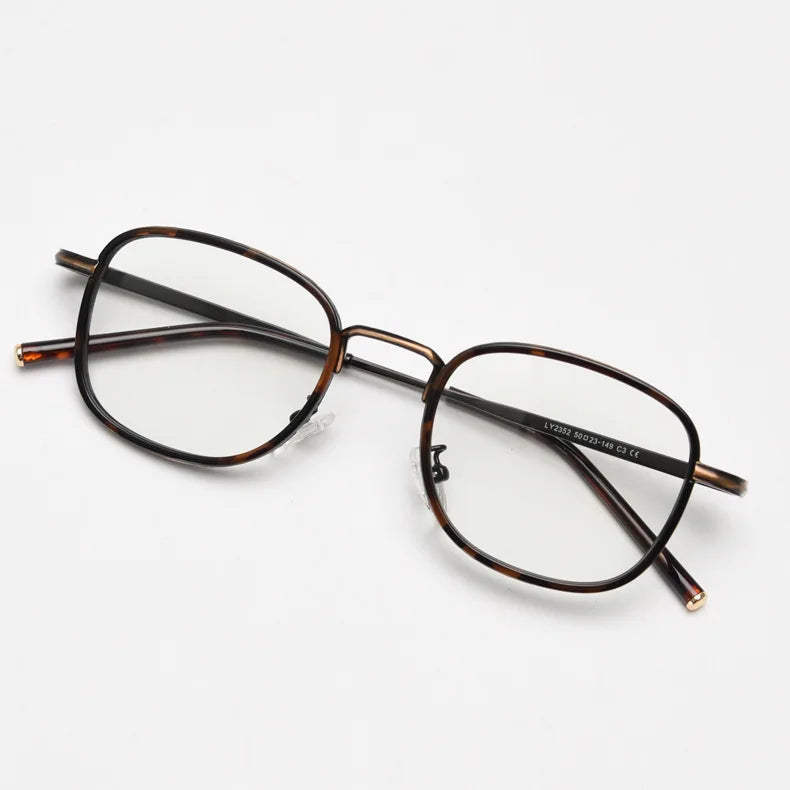 2024 Classic Black Optical Glasses Frame Ultralight Metal Eyewear Square Non-Prescription Eyeglasses