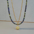 African Turquoise Lapis Lazuli Jewelry Necklace Handmade Natural Stone Beads Chocker Sun Shape Stainless Steel Pendant Necklace
