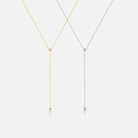 FUAMAY Fashion Simple 925 Sterling Silver Necklace Solitaire Cubic Zirconia Lariat Necklace