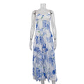 Party Vacation Chiffon Spaghetti Strap Backless Ruffle Fairy Dress Maxi Long Floral Women Summer Dresses Vestidos Para Mujer