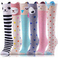 XIANGHUI Wholesale Can Custom logo OEM Girls Knee High Socks Cute Novelty Colorful Funny Design Kids Socks