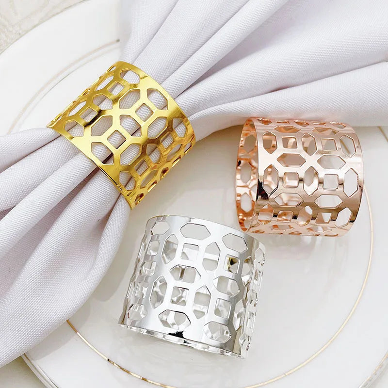 Wholesale Napkin Rings Iron Round Metal Gold Rose Gold Decoration Napkin Buckle for Party