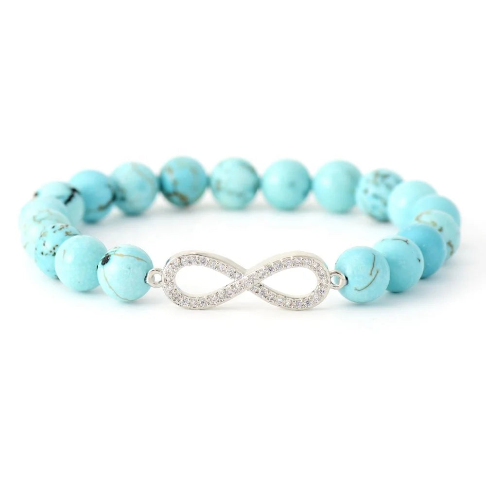 Infinity Jewellery Original Design Spiritual Healing Turquoise Labradorite Gemstone Bracelet Beaded Christian Letter Pattern