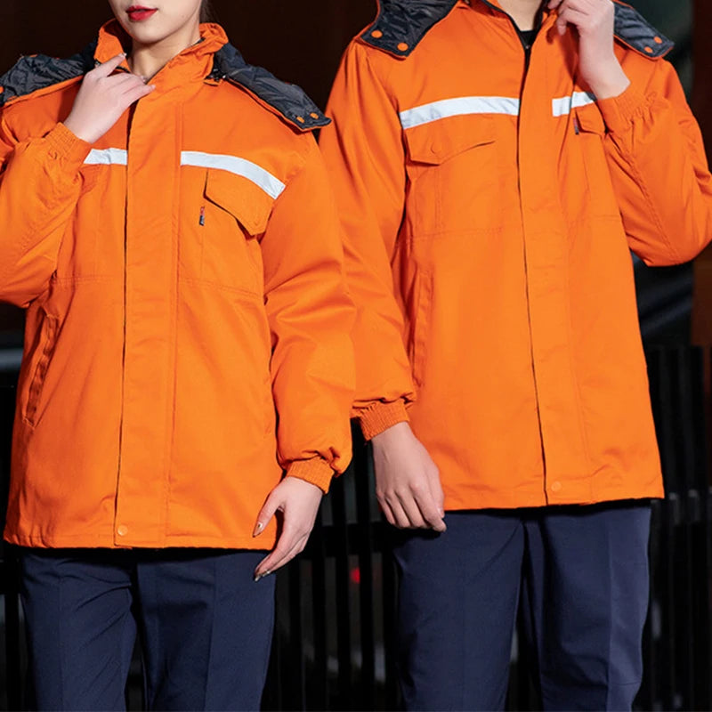 Cold Storage Work Clothes Cotton Jacket Warm Coat Anti-cold Reflective Strip Cold-proof Gas Station Workshop Labor Clothing