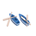 100pcs Miniatures Resin Blue Boat with Two Oars Resin Model Figurines Toys Mini  Fairy Garden Children Toy for Doll House Decor