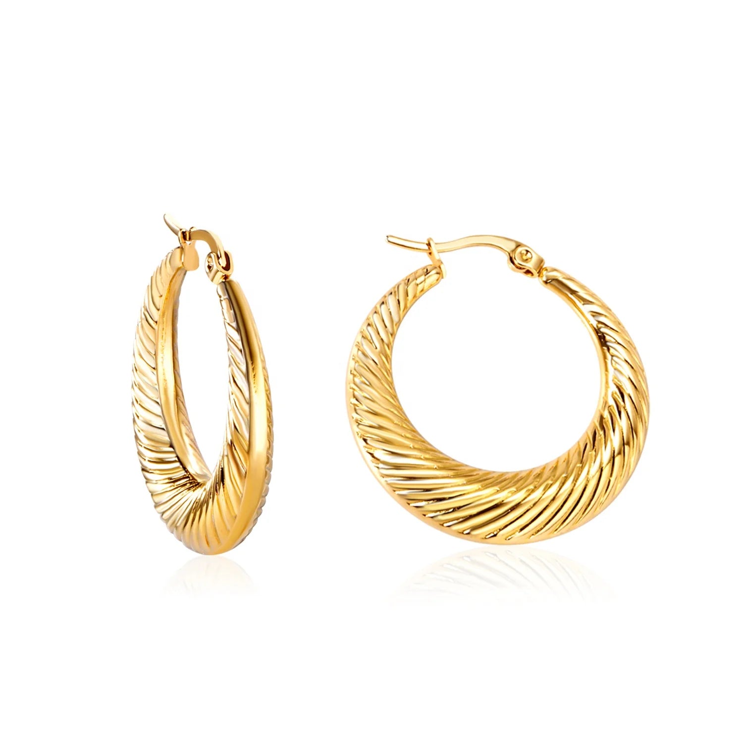 ASON Stainless Steel Jewelry PVD Gold Plated Earrings Twist Hoop Earrings Stainless Steel Hoop Twist Earrings