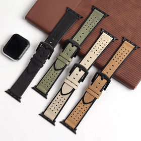Customizable Oil Waxed Calfskin Bands Top Layer Leather Watch Strap for Smart Watch Replacement Luxury Watch Bracelet