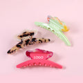 Midairy Elegant Large Split Flower Acetic Acid Pink Green Color Acetate Hair Claw Clips Women's Hair Accessories 11cm 4272