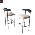 Nordic Modern High Bar Stool with Iron Metal Frame and Fabric Upholstery Eco-Friendly Dining Chair for Home Kitchen