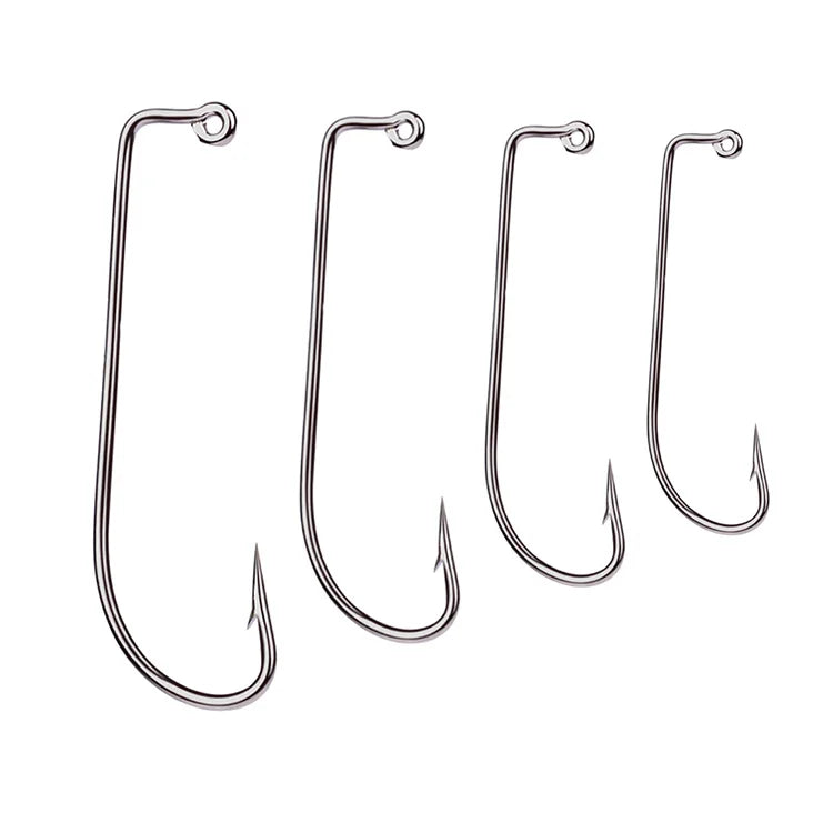 WEIHE 6size 100pcs/lot Aberdeen Jig Fishing Hooks High Carbon Steel Fishing Hook Barbed 90 Degree for Crankhook Worm Lure Hook