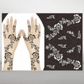 Supply Customized Art Classic DIY Reusable Eco-Friendly Shining Henna Temporary Tattoo Painting Stencil Floral Tattoo Sticker