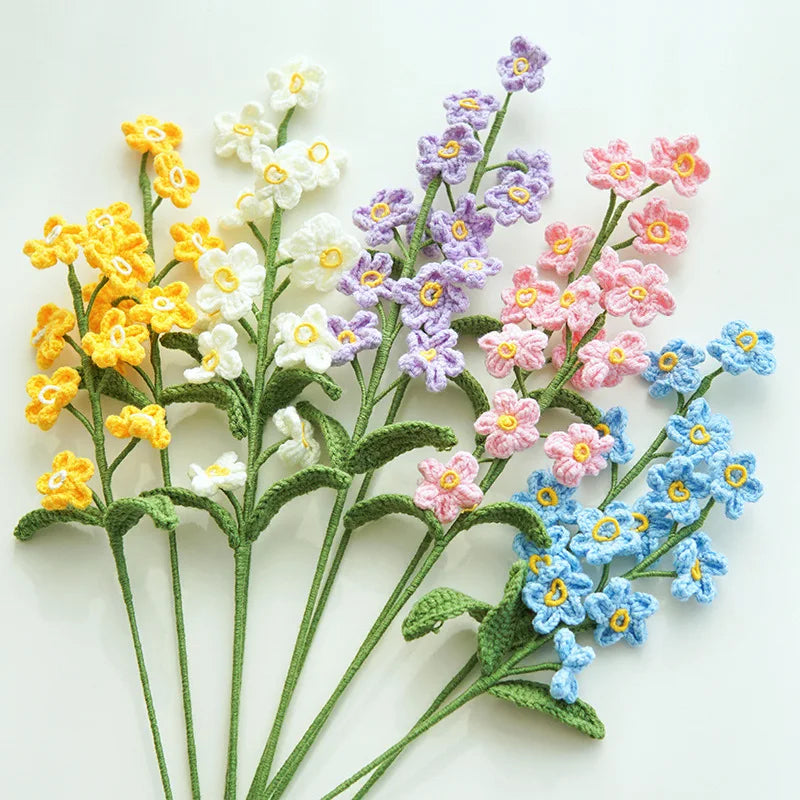 Don't Forget Me Hand-Woven Hand-Knitted Wool Knitted Artificial Single Flowers Handmade Crochet Decorative Flowers & Plants
