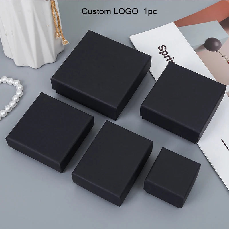 Logo Print Luxury Paper Rectangle Marbling Earring Wholesale Necklace Jewelry Box