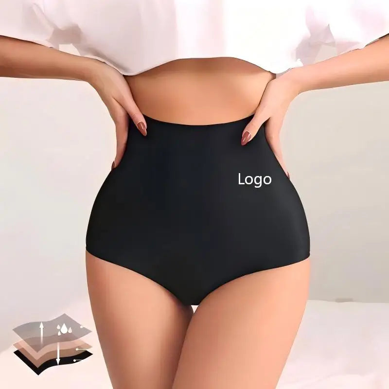 High Waist 4 Layer Leak-proof Tummy Control Cotton Crotch Underwear Custom Logo Comfort Menstrual Period Panties for Women