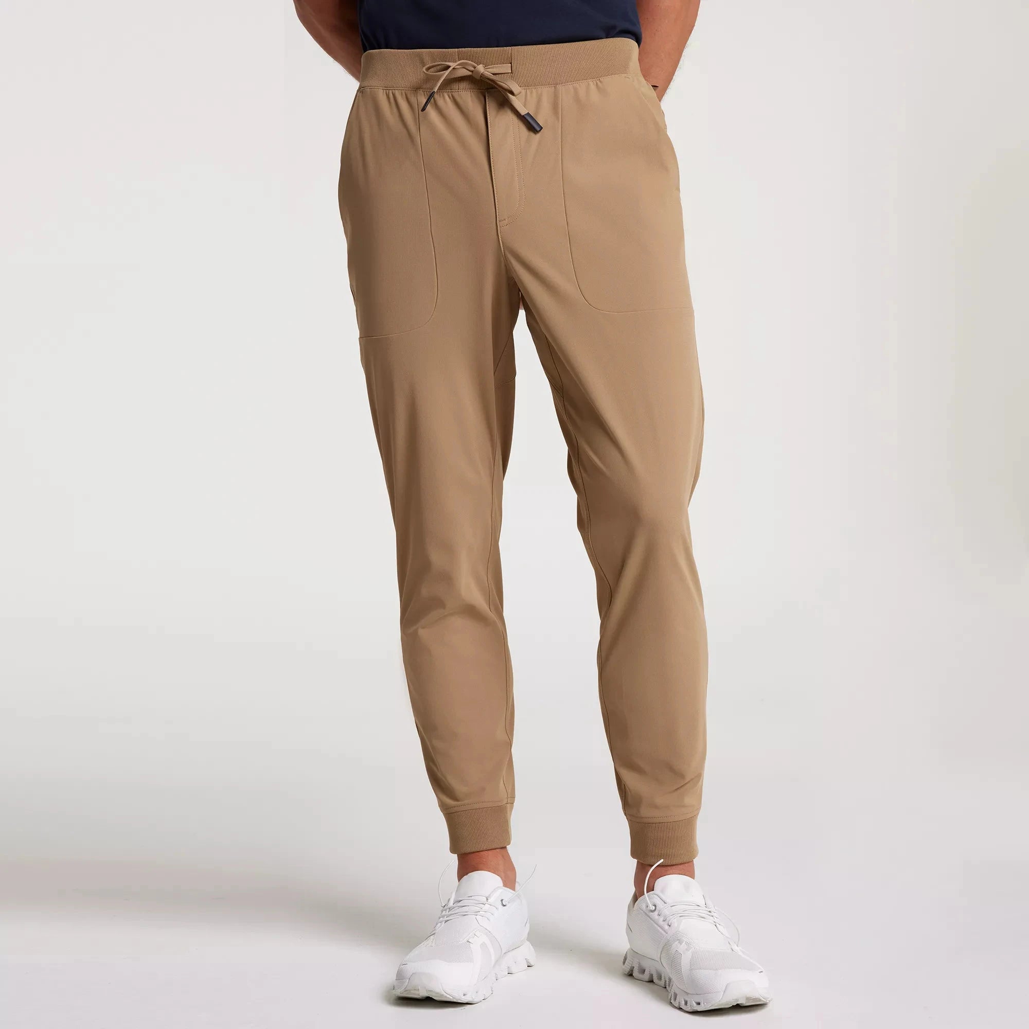 Men's Sporty Straight Comfortable Regular Fit Joggers Elastic Waistband Drawstring Rib Hem Quick Dry Breathable Training Pants