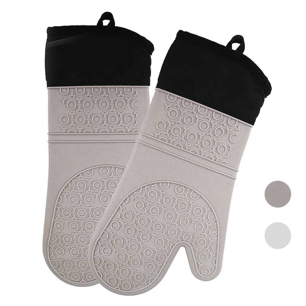 Heat-Resistance Silicone Rubber Bakery Oven Gloves Extra Long Oven Mitt for Kitchen Cooking BBQ