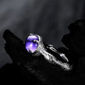 ICEBELA Fashion Jewelry 925 Sterling Silver Niche Chic Sweet Cool Fresh Simple Inset Purple Gemstone Opening Crack Texture Ring