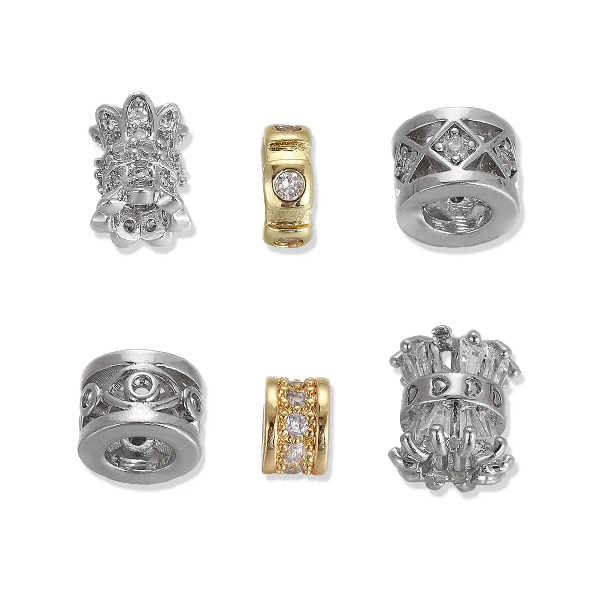 18k Gold Plated Color Waist Shape Spacer Beads Scroll Zircon Bulk Round Charm DIY Jewelry Making Necklace Bracelet Findings
