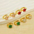 Luxury Dainty Designer 18K Gold Plated Stainless Steel Cubic Zirconia Snowflake Flower Hoop Earrings for Women Jewelry Gift