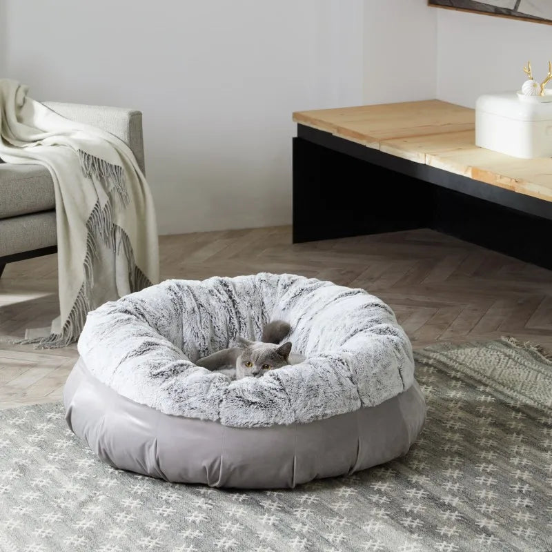 UFBemo Customized  Hot Sale Luxury Winter Warm Soft Memory Foam Durable Plush Puppy Round Pet Bed Cat Bed