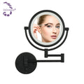 Hot Selling Mirror Shower Fogless for Shaving Round Matte Black Bath Extendable Hotel Wall Mount Mirror Led Lamp for Bathroom