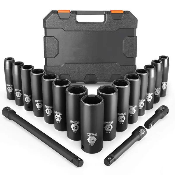 18pcs 1/2-Inch Drive Deep Impact Socket Set