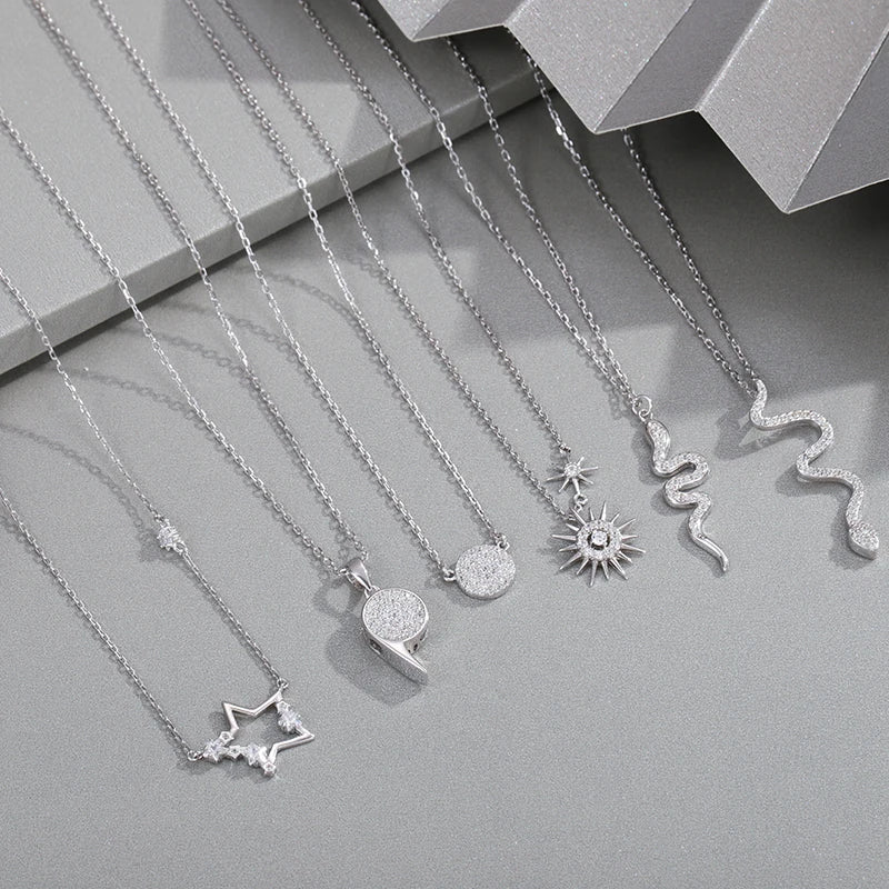 Wholesale Zircons Beaded No Fade Clavicle Chain Necklace 925 Sterling Silver Pendant Necklace