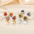 Fashion Design High-end Checkerboard Heart Earrings for Women High-end Temperament Diamond-studded Titanium Steel Earrings