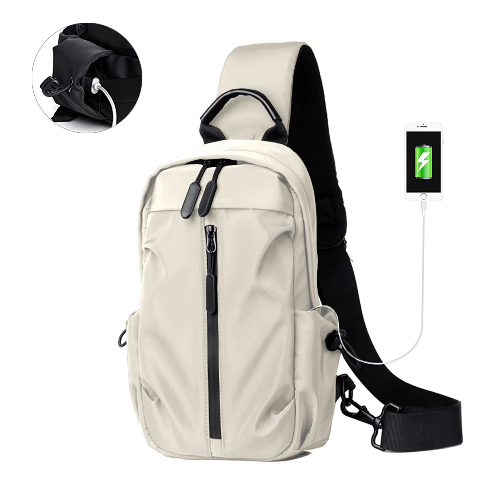 Customized Men's Outdoor Sport Travel Skew Bag Fashion Polyaster Multi-pocket Single Shoulder Zipper Backpack for Cycling