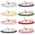 Kpop Women's Tennis Bracelet Luxury 2.5*5 mm Square Multicolor Zircon Bracelets for Women Wholesale Adjustable Jewelry