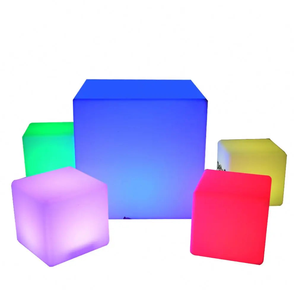 Modern RGB Color-Changing 3D LED Glowing Cube Illuminated Dice Chair Waterproof Outdoor Bar and Lounge Furniture for Hotels
