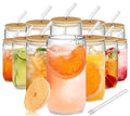 Bubble Tea Glass Drinking Cup Juice Iced Coffee Cold Boba Cups Sublimation Beer Can Shaped Glass with Bamboo Lid and Straw