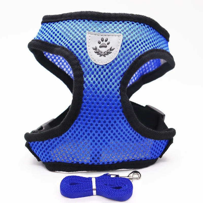Factory Price Custom Logo No Pull No Choke Adjustable Breathable Air Mesh Dog Pet Vest Harness with Leash