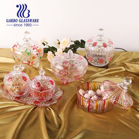 Colorful Spray Tableware Candy Jar for Candy Box Glass Jars Classic Designs with Glass Decorative Lids