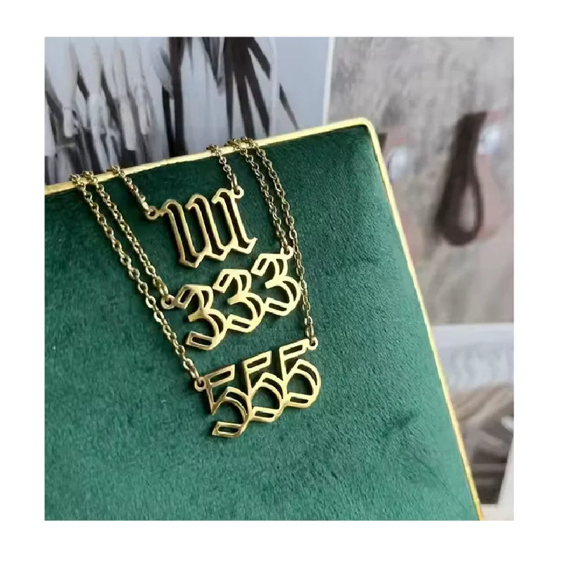 New Style Stainless Steel Necklace Hip Hop Men Women Angel Number Pendant with Diamond Jewelry 18k Gold Plated Jewelry