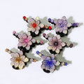 2-layer Flower Female Hair Ornaments Bling Rhinestone Flower Hair Grappling Clamp Women Back Head Ponytail Hair Claws
