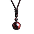 Hot Selling Men Necklace Handmade Weave Tiger Eye Stone Round Bead Natural Amethyst Stone Pendant Necklace