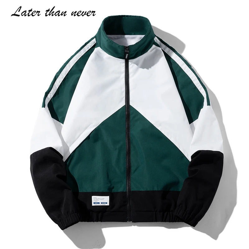 Men's Jacket Autumn Outdoor Zipper up Windbreaker Jacket Custom Patchwork Sport Casual Mens Trench Jacket
