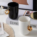 350ml Wedding Gift Hand Painted Gold Diamond Ring Handle Ceramic Souvenir Couple Coffee Tea Milk Cup Mug with Gold Ring Handle