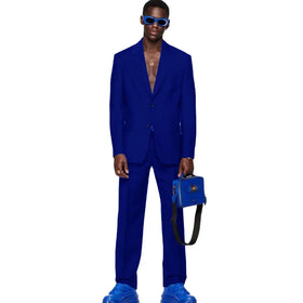 Blue Notched Lapel Men Suits Two Buttons Trendy Clothing Street Style 2-piece Set (jacket + Pants) Men's Stylish Complete Suits